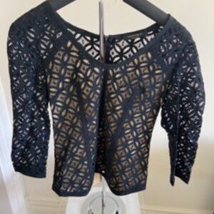 Nanette Lepore Black Laser Cut Top – Size 4